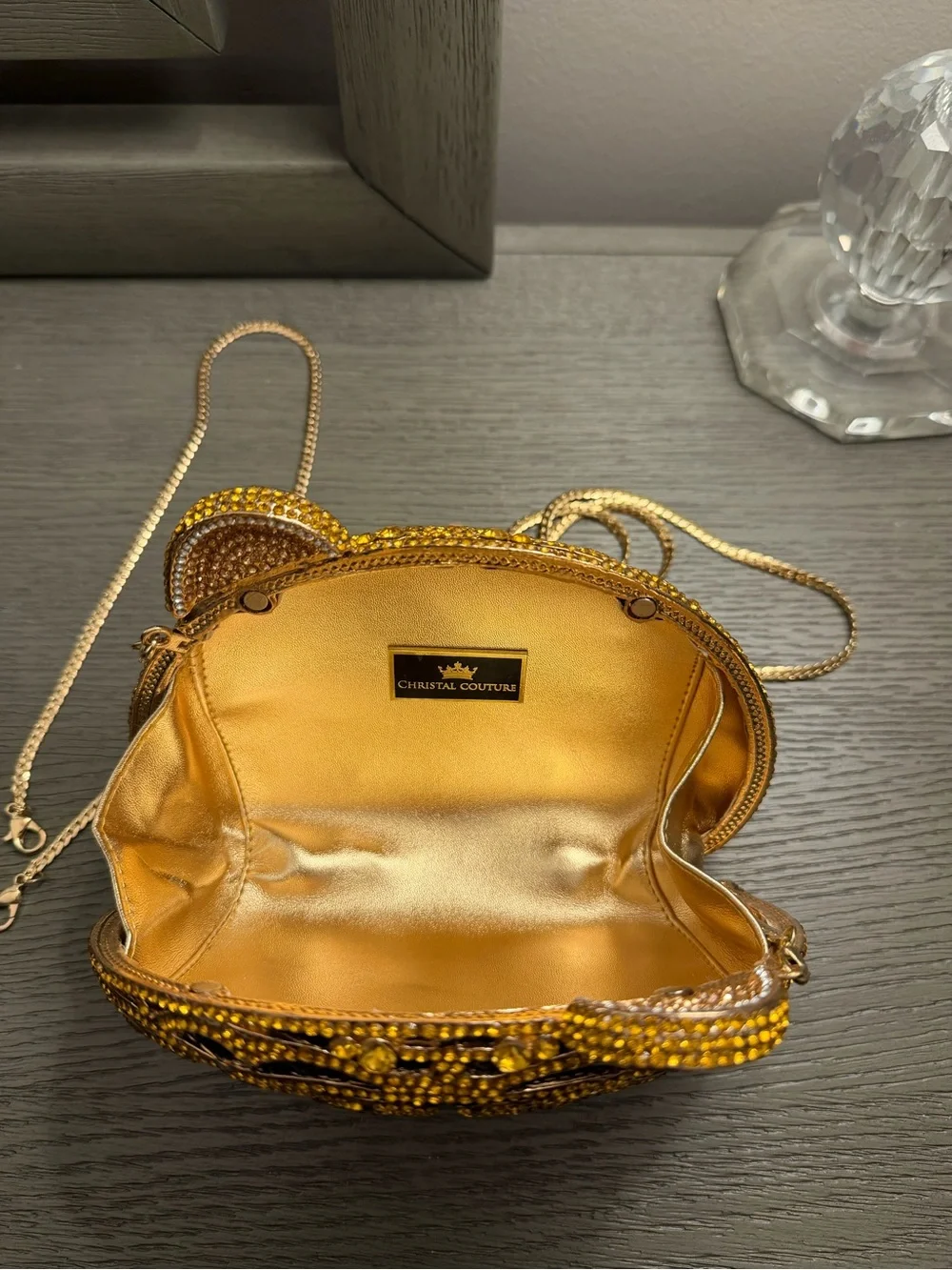 Christal Couture Tiger Full Bling Crystal Rhinestone Evening Clutch Purse Bag